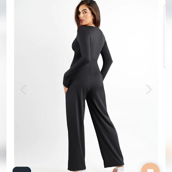 Popilush Square Neck Wide-Leg Long Sleeve Shapewear Jumpsuit 2XL - Picture 3 of 13